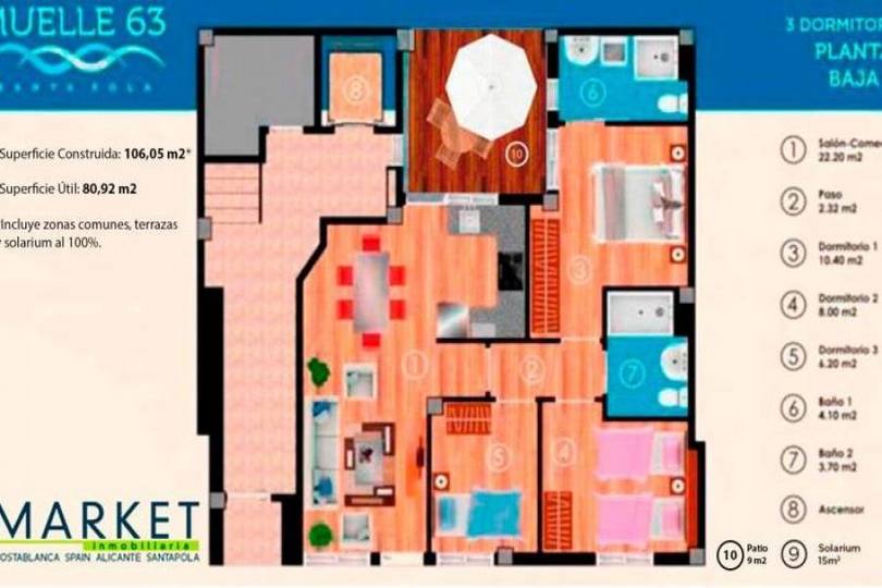 Santa Pola,Alicante,España,3 Bedrooms Bedrooms,2 BathroomsBathrooms,Pisos,11469