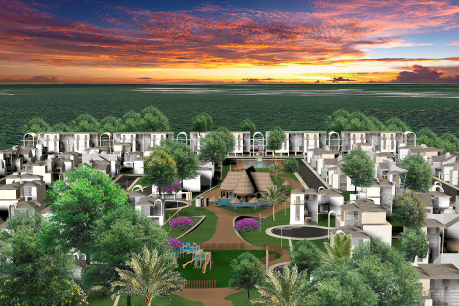 Esta es una vista area de como queda el residencial 