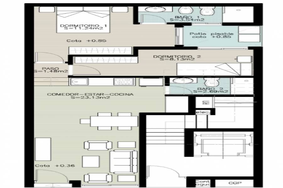 Elche,Alicante,España,2 Bedrooms Bedrooms,2 BathroomsBathrooms,Planta baja,24434