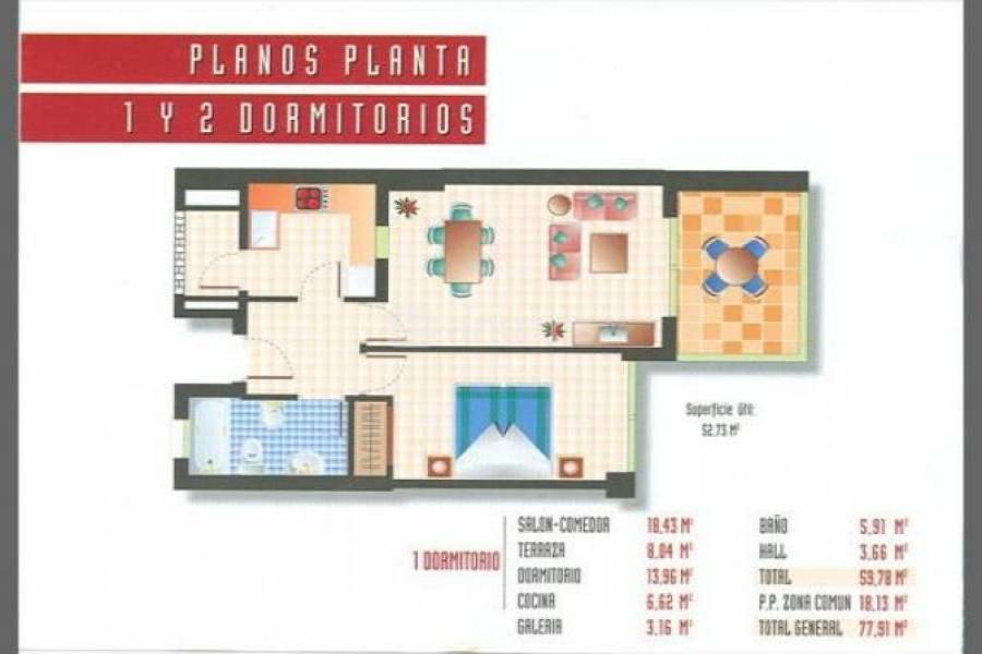 Villajoyosa,Alicante,España,1 Dormitorio Bedrooms,1 BañoBathrooms,Apartamentos,25525