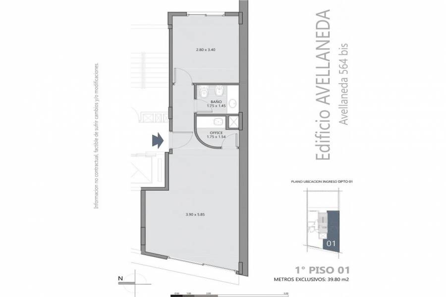 Rosario,Santa Fe,1 Dormitorio Habitaciones,1 BañoBaños,Departamentos,Avellaneda 564 bis,Bv Avellaneda,7,1419