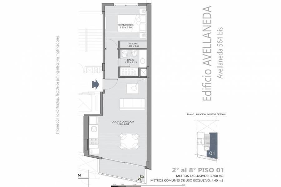 Rosario,Santa Fe,1 Dormitorio Habitaciones,1 BañoBaños,Departamentos,Avellaneda 564 bis,Bv Avellaneda,7,1419