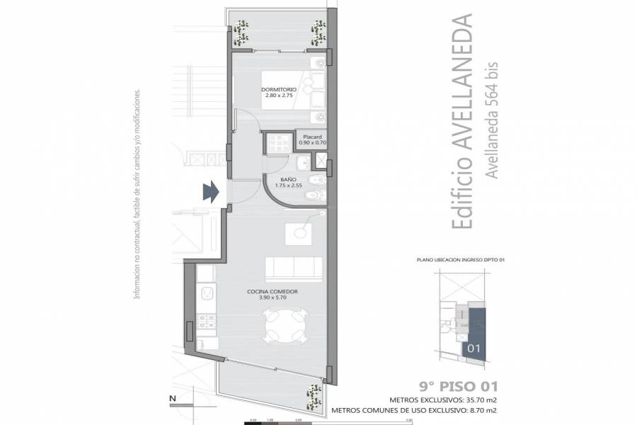 Rosario,Santa Fe,1 Dormitorio Habitaciones,1 BañoBaños,Departamentos,Avellaneda 564 bis,Bv Avellaneda,7,1419