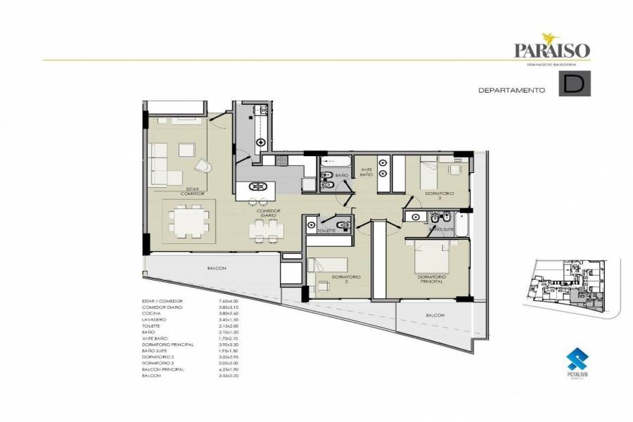 Granadero Baigorria,Santa Fe,3 Habitaciones Habitaciones,2 BañosBaños,Departamentos,Edificio Paraiso,Av. San Martin,1622