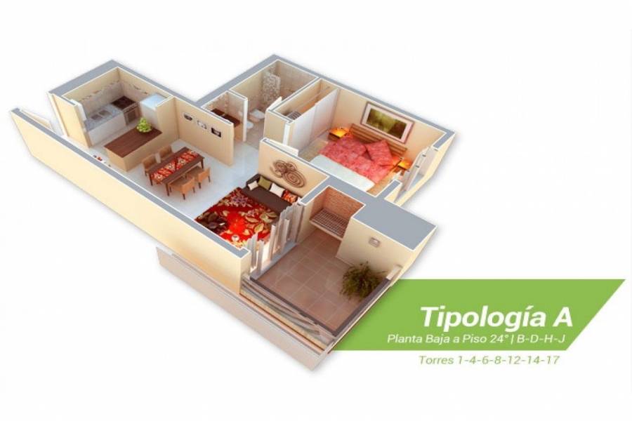 Cordoba,Córdoba,1 Dormitorio Habitaciones,1 BañoBaños,Departamentos,Ciudad Gama,Av. Colon,1630
