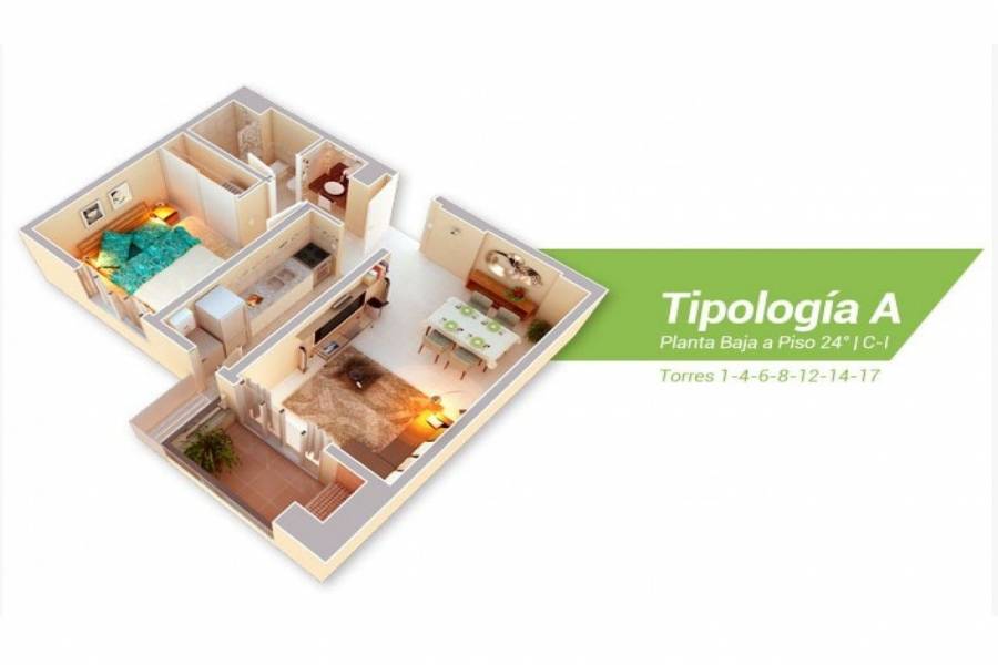 Cordoba,Córdoba,1 Dormitorio Habitaciones,1 BañoBaños,Departamentos,Ciudad Gama,Av. Colon,1630